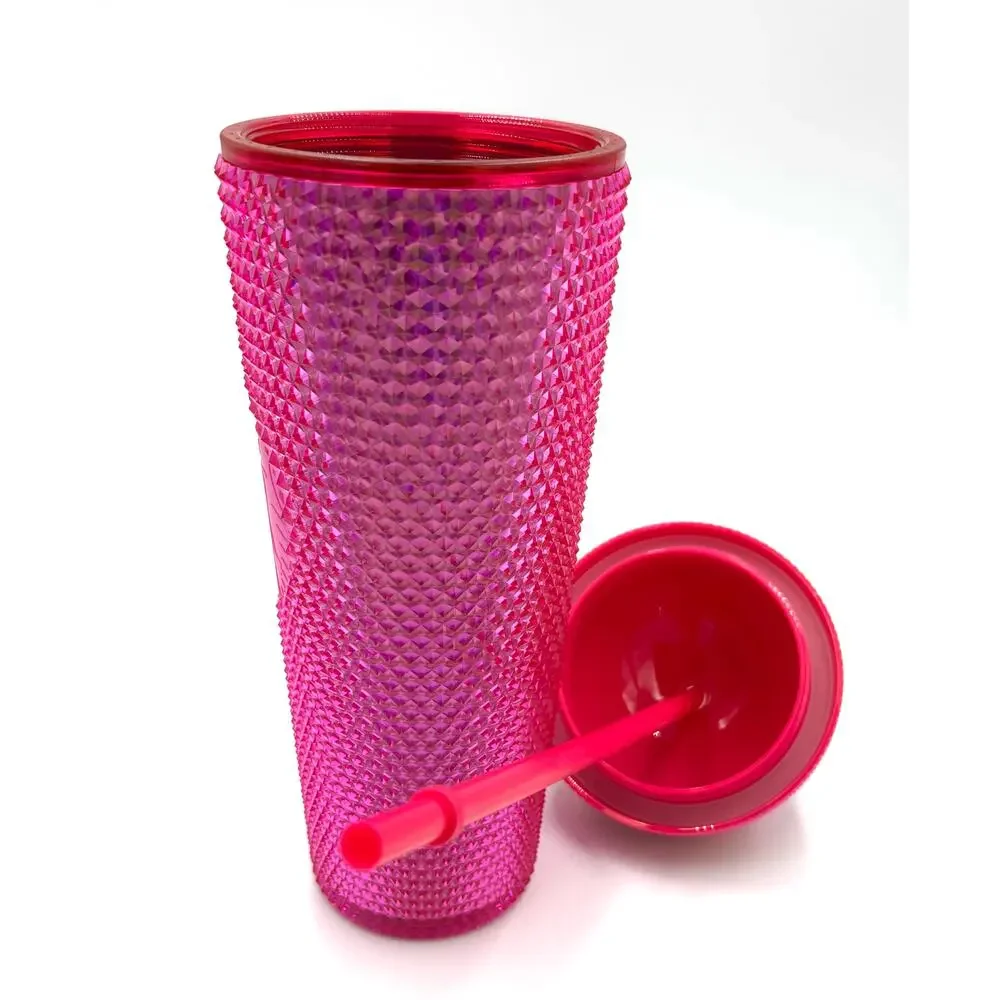 Starbucks 2025 Iridescent Pink Domed Studded 24oz Venti Cold Cup Tumbler NEW